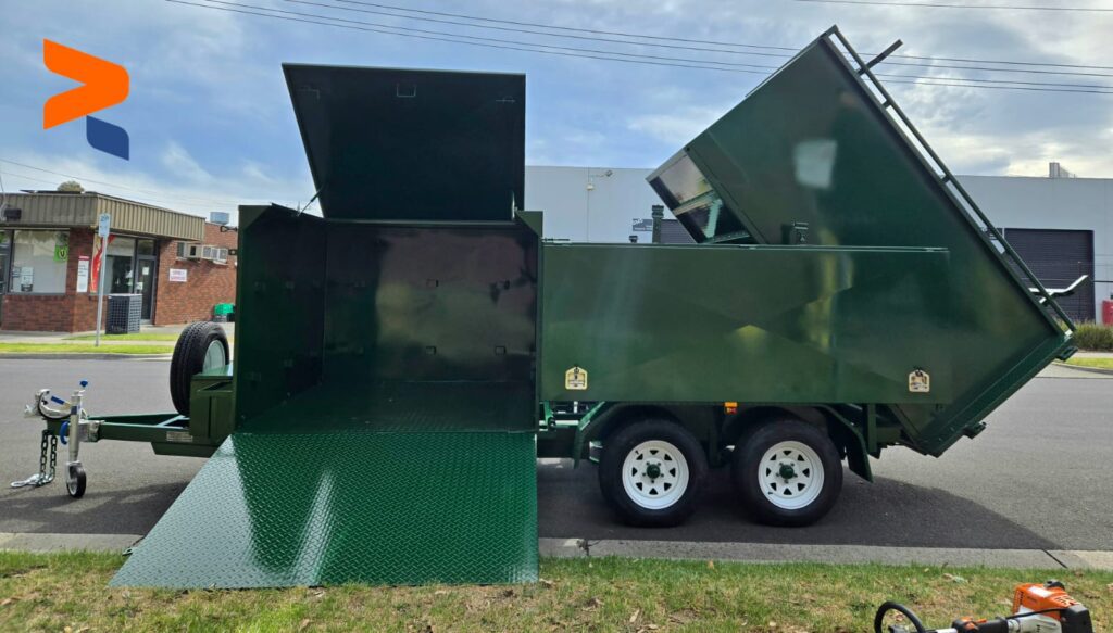 Heavy Duty Green Custom Box Trailer with Lift Up Door | Roshar Trailers Melbourne
