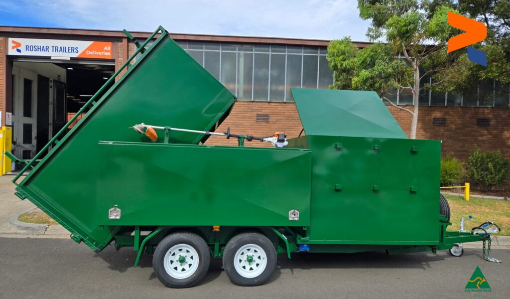 Dual Axle Green Custom Garden Waste Trailer | Roshar Trailers Victoria